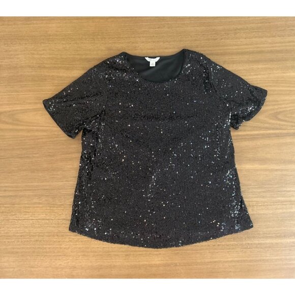 NWOT Cato Sparkly Black Women's S Top, Lined MSRP $49 - Picture 1 of 5